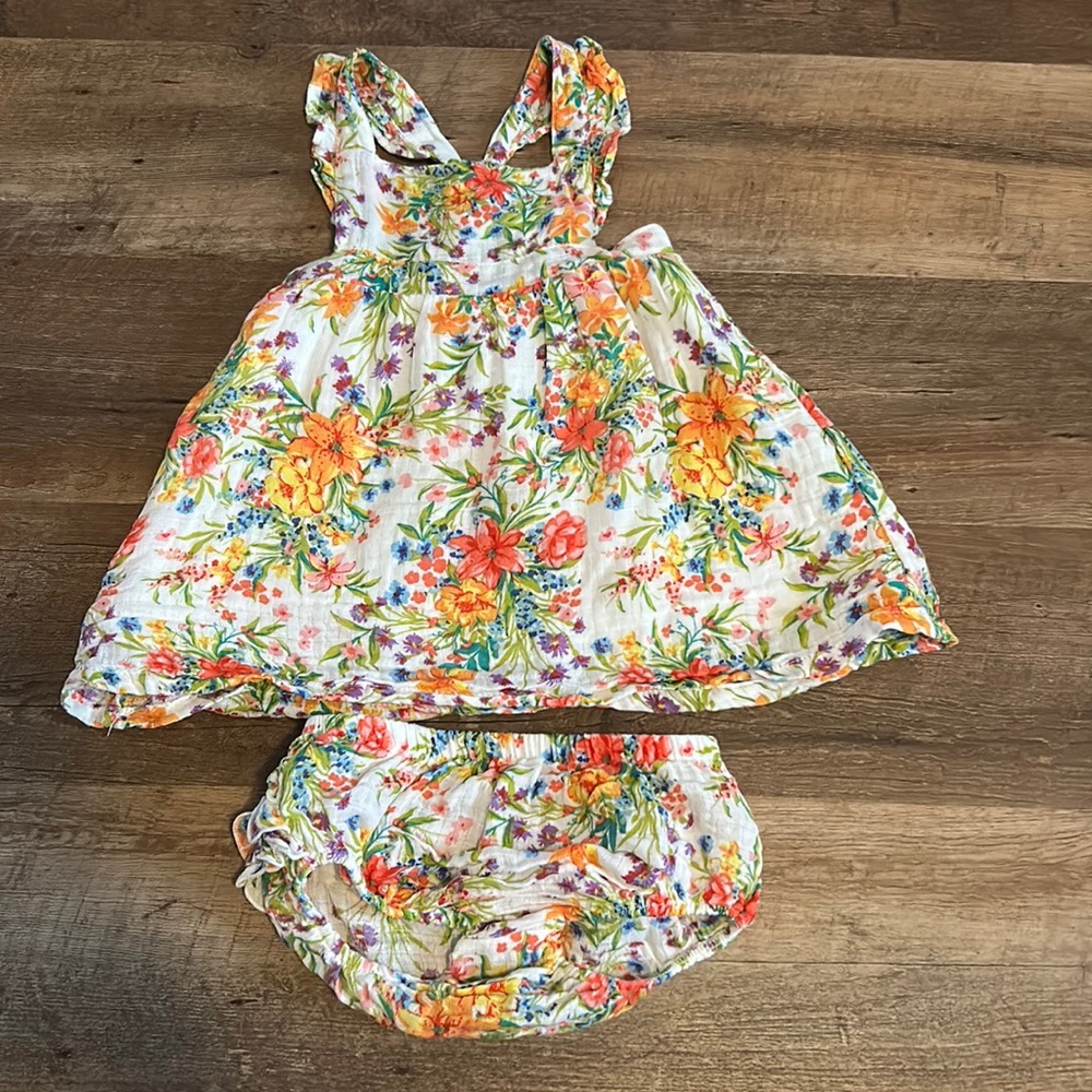 Angel Dear Floral Dress Set 12-18 Muslin